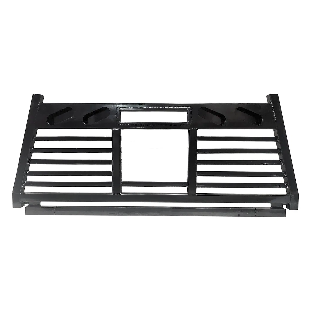 FR302L – CATTLEMAN Headache Rack, Powder Coated Black Steel With Mounting Kit With Louvers With Window Cutout Light C...